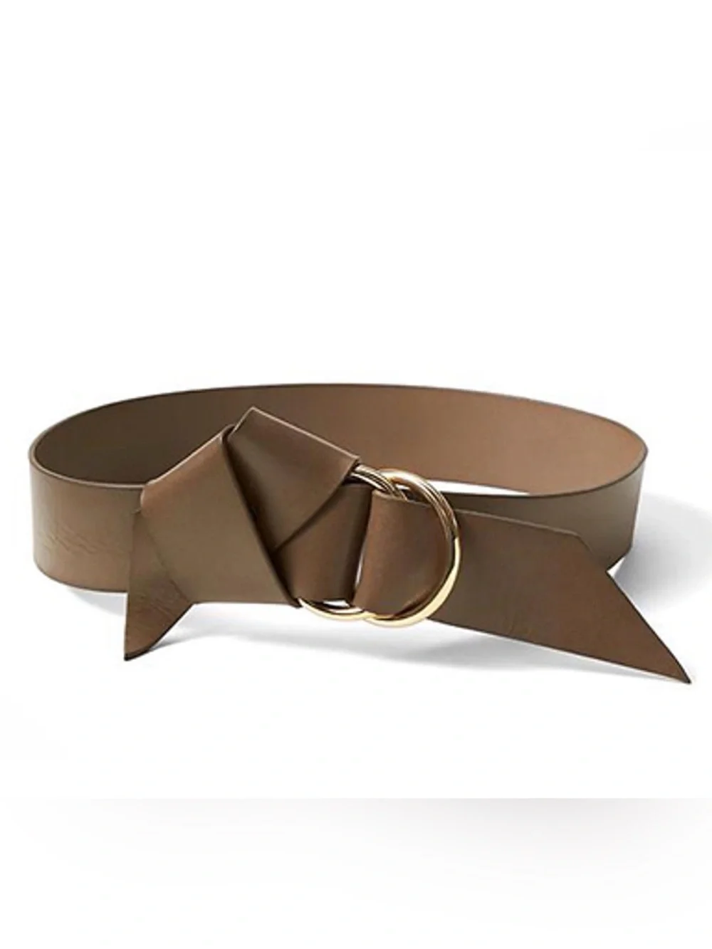 Banana Republic Olive  Leather Knot Belt with Gold Rings